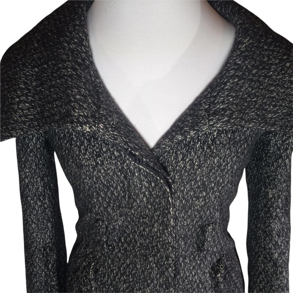 Theory Black White Wool Silk Coat Size P - Picture 3 of 6